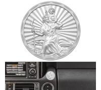 Anwlki Saint Christopher Car Badges Diameter 3.4 cm Saint Christopher Medal Protect Us Come Good Home Gift with Magnet and 3 Double-Sided Adhesive Stickers, 1 Iron Piece (Silver)