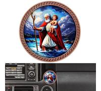 Anwlki Saint Christopher Car Badges, Diameter 4 cm, Saint Christopher Medal Protect Us Come Good Home Gift with Magnet and 1 Iron Piece, 3 Double-Sided Adhesive Stickers (Colourful Old Red)