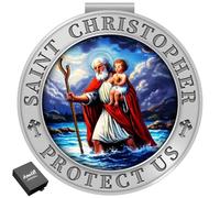 Anwlki Saint Christopher Medal for Car, Colorful 3D Relief St Christopher Visor Clip Bless Driving Safety Religious Gift for Parent, Family, Friend, Driver, Multicolor, M