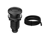 ANWOLL Air Activated Sinktop Switch Push Button for Garbage Disposal, Matte Black with Air Hose, Long Brass Cover