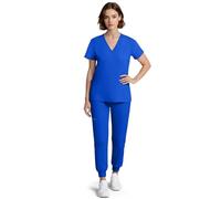 Anwrtuk Medical Scrubs for Women Set, 4-Way StretchMedical Uniform Scrub Top with Classic V-Neck & Yoga Jogger Pants Medical Nursing Uniform Set (Royal Blue, XL)