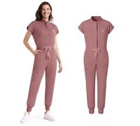 Anwrtuk Scrubs for Women Medical Scrub Jumpsuit, Medical Uniform with Stand Collar & Sleeveless Design, 8 Functional Pockets, Healthcare Romper for Medical Professionals (Salmon Pink, S)