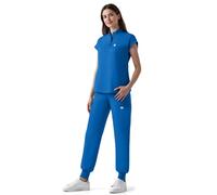Anwrtuk Scrubs for Women Sets,Medical Slim Fit Stand Collar Sleeveless Top & Jogger Pants with Drawstring, Nursing Workwear Scrub Suit for Doctors & Nurses XS-2XL (Royal Blue, M)