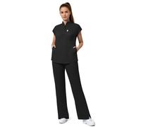 Anwrtuk Womens Medical Scrub Set, Stand Collar Placket Top & Straight Pants