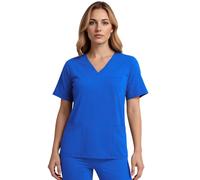 Anwrtuk Women's Medical Scrub Top, V-Neck Stretch Fleece Healthcare Work Uniform, Wrinkle-Resistant & Multi-Pocket Nursing Wear (UK, Alpha, L, Regular, Regular, Royal Blue)