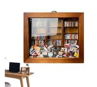 Anxieties Bookshelf - Shake Away Your Anxieties, Wooden Miniature Bookshelf Decor, Tiny Library Miniature Book Display Case Cabinet