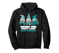 Anxiety Awareness Gnome One Fights Alone Wear Ribbon Pullover Hoodie