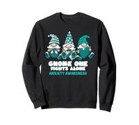 Anxiety Awareness Gnome One Fights Alone Wear Ribbon Sweatshirt