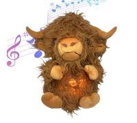Anxiety Bear, Highland Cow Stuffed Animals Anxiety Relief, Breathing Teddy Bear Highland Cow Plush Toy with Music Lights & Breathing Motion, Soft Stress Relief Stuffed Animal for Adults & Kids