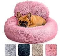 Anxiety Bed for Dogs, Round Non Slip Washable Donut Bed for Small, Medium and Large Dogs, Plush Faux Fur Bed - 60cm for Pets Up to 25lbs, Pink