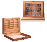 Anxiety Bookshelf, Mini Bookshelf & Mini Books, Shake Away Your Anxiety, Wooden Miniature Library with 200Pcs Miniature Books, Stress Relieving Shake Bookshelf Mini Book Display Case Ornaments