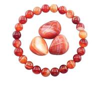 Anxiety Bracelet For Women, 8Mm Handmade Natural Stone Beaded Bracelets For Women,Amethyst Tiger Eye Stone Beads Stretch Crystal Wristband Simple Jewellry Gift For Mums Friends Colleagues Red Stripe