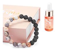 Anxiety Bracelet for Women- Lava Rock and Jasper Crystal Bracelet Diffuser with Good Sleep Oil - Aromatherapy Crystals - Anti Anxiety Relief - Wellness Bracelet Gifts for Women - Gift Box