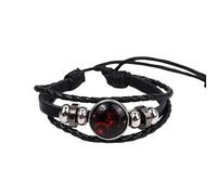 Anxiety Bracelet For Women, Multilayer Constellation Zodiac Bracelet Vintage Black Leather Bangle Adjustable Handmade Woven Zodiac Sign Wrap Wristband For Women Men Birthday Jewelry Gift For Ladies C