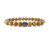 Anxiety Bracelet Natural Stone Hematite Chakra Ajustable Stretch Gemstone Beads Bracelet Protection Luck Prosperity for Women Men Teen Girls Boys Unisex Christmas Birthday Gift (Wood Grain Jasper)