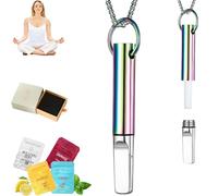 Anxiety Breathing Necklace, Breath Free Necklace with Filters Resistance, Flavoured Air Breathlace, Filter Natural Essential Oil Breath, Breathing Easier for Meditation (Color)