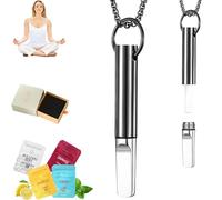 Anxiety Breathing Necklace, Breath Free Necklace with Filters Resistance, Flavoured Air Breathlace, Filter Natural Essential Oil Breath, Breathing Easier for Meditation (Black)