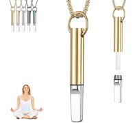 Anxiety Breathing Necklace, Breath Free Necklace with Filters Resistance, Flavoured Air Breathlace, Filter Natural Essential Oil Breath, Breathing Easier for Meditation (Ordinary Gold)