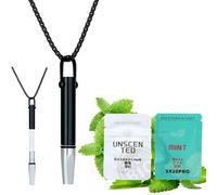 Anxiety Breathing Necklace with Mint Resistance, 2025 Upgrade Anxiety Relief Necklace for Adults, Portable Flavoured Tube Breathing Neck-lace, Calm Stop Stress Breathlace Aid for Women Men (BLK)