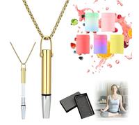 Anxiety Breathing Necklace with Resistance, 2025 New Anxiety Relief Necklace for Adults, Flavoured Portable Essential Breathing Necklace, Breathlace with Resistance Filter Aid for (Gold Color)
