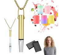 Anxiety Breathing Necklace with Resistance, 2025 New Anxiety Relief Necklace for Adults, Portable Breathing Necklace with Resistance Filter Aid for Breathing Exercises, Meditation (Gold)