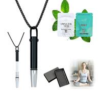 Anxiety Breathing Necklace with Resistance, 2025 New Anxiety Relief Necklace for Adults, Portable Flavoured Tube Breathing Necklace, Calm Stop Stress Breathlace Aid for Women Men (B)