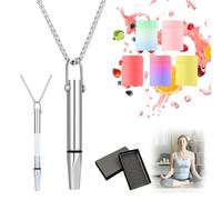 Anxiety Breathing Necklace with Resistance, 2025 New Anxiety Relief Necklace for Adults, Portable Flavoured Tube Breathing Necklace, Calm Stop Stress Breathlace Aid for Women Men (S)