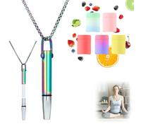 Anxiety Breathing Necklace with Resistance, 2025 New Portable Stainless Steel Whistle Necklace with 1 Cotton Core, Calms for Anxiety and Stress for Breathing Exercises, Meditation (Colorful)