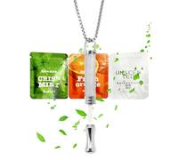 Anxiety Breathing Necklace with Resistance + 9PCS Filter Replacement Pack (Unscented+Mint + Orange), Natural Essential Oils, for Anxiety Relief, Breathing Exercises (White Jade)