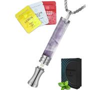 Anxiety Breathing Necklace with Resistance, Amethyst Breathlace, + 9PCS Filter Element (Unscented+Strawberry+Lemon), for Anxiety Relief, Breathing Exercises, Meditation