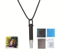 Anxiety Breathing Necklace with Resistance, Breathlace with Resistance Filter, Flavoured Air Crystal Breathlace Essential Oil Breath Breathing Necklace Stress Anxiety Relief Chain for Adults (Black)