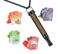 Anxiety Breathing Necklace with Resistance Filter - Mindful Breathlace for Stress Relief & Quit Vaping Support - Calming Wooden Pendant with 8PCS Filter Element for Adults Relaxation