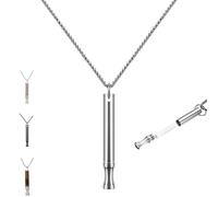 Anxiety Breathing Necklace with Resistance Filter,Stress Relief Necklace,Filter Natural Essential Oil Anxiety Relief Necklaces,Portable Deep Breathing Meditation Aids for Men Women (Steel Color)