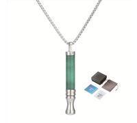 Anxiety Breathing Necklace with Resistance Filter,Stress Relief Necklace,Filter Natural Essential Oil Anxiety Relief Necklaces,Portable Deep Breathing Meditation Aids for Men Women (Green Crystal)