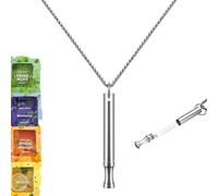 Anxiety Breathing Necklace with Resistance Filter,Stress Relief Necklace,Filter Natural Essential Oil Anxiety Relief Necklaces,Portable Deep Breathing Meditation Aids, Unisex (1*Silverv+4*Flavors)
