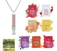 Anxiety Breathing Necklace with Resistance, Flavoured Air Breathlace, Filter Natural Essential Oil Breath Quitgo Breathing Necklace Stress Anxiety Relief Chain for Adults (Pink Quartz)