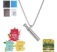 Anxiety Breathing Necklace with Resistance, Flavoured Air Breathlace, Filter Natural Essential Oil Breath Quitgo Breathing Necklace Stress Anxiety Relief Chain for Adults (Silver)