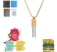 Anxiety Breathing Necklace with Resistance, Flavoured Air Breathlace, Filter Natural Essential Oil Breath Quitgo Breathing Necklace Stress Anxiety Relief Chain for Adults