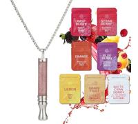 Anxiety Breathing Necklace with Resistance,Flavoured Inner Filter Packs, Filter Natural Essential Oil Breath Breathing Necklace Stress Anxiety Relief Chain for Adults (Pink)