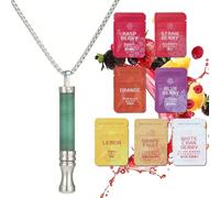 Anxiety Breathing Necklace with Resistance,Flavoured Inner Filter Packs, Filter Natural Essential Oil Breath Breathing Necklace Stress Anxiety Relief Chain for Adults (Green)