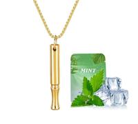 Anxiety Breathing Necklace with Resistance, Silver Breathlace Tube with Spear Mint Flavoured Filter, Anxiety Relief Necklace for Breathing Exercises Meditation Gift for Father Women Men