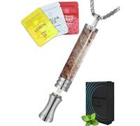 Anxiety Breathing Necklace with Resistance, Strawberry Quartz Breathlace, + 9PCS Filter Element (Unscented+Strawberry+Lemon), for Anxiety Relief, Breathing Exercises, Meditation (Strawberry Quartz)