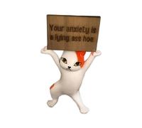 Anxiety-Busting Quotes Kitty, Your Anxiety is a Lying Ass Hoe, Emotional Supportive Cat Figurines with Truth Quotes, Funny Dancing Cat Figurine, Humorous Home Resin Desk Decor (#C)