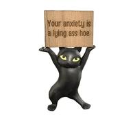 Anxiety-Busting Quotes Kitty, Your Anxiety is a Lying Ass Hoe, Emotional Supportive Cat Figurines with Truth Quotes, Funny Dancing Cat Figurine, Humorous Home Resin Desk Decor (#B)