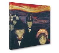 Anxiety by Edvard Munch Canvas Print | Gallery Wrapped 30mm Frame Wall Art | 20x20 inches | Ready to Hang | Modern Picture | Living Room Bedroom Lounge Office