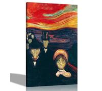 Anxiety By Edvard Munch Canvas Prints Hanging Wall Art Poster Pictures Home Decor Framed Stretched Ready to Hang Artwork 30 x 40cm (12 x 16 inches)
