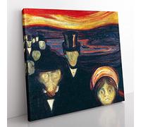 Anxiety by Edvard Munch Classic Painting Canvas Wall Art Print Ready to Hang, Framed Picture for Living Room Bedroom Home Office Décor, 50x50 cm (20x20 Inch)
