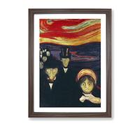 Anxiety By Edvard Munch Classic Painting Framed Print | A2 Walnut Framed Wall Art | Ready to Hang | Classic Historical Picture | Living Room Bedroom Lounge Office