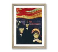 Anxiety By Edvard Munch Classic Painting Framed Print | A3 Oak Framed Wall Art | Ready to Hang | Classic Historical Picture | Living Room Bedroom Lounge Office