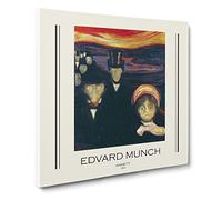 Anxiety By Edvard Munch Exhibition Museum Classic Painting Canvas Wall Art Print Ready to Hang, Framed Picture for Living Room Bedroom Home Office Décor, 14x14 Inch (35x35 cm)